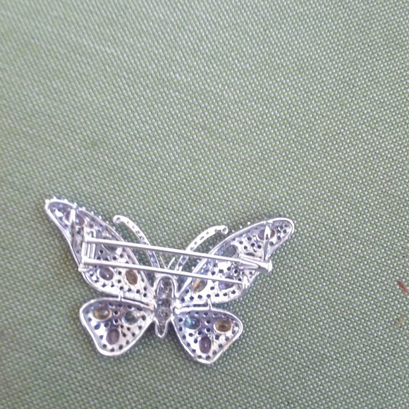 18k white gold diamond butterfly brooch - Picture 2 of 3
